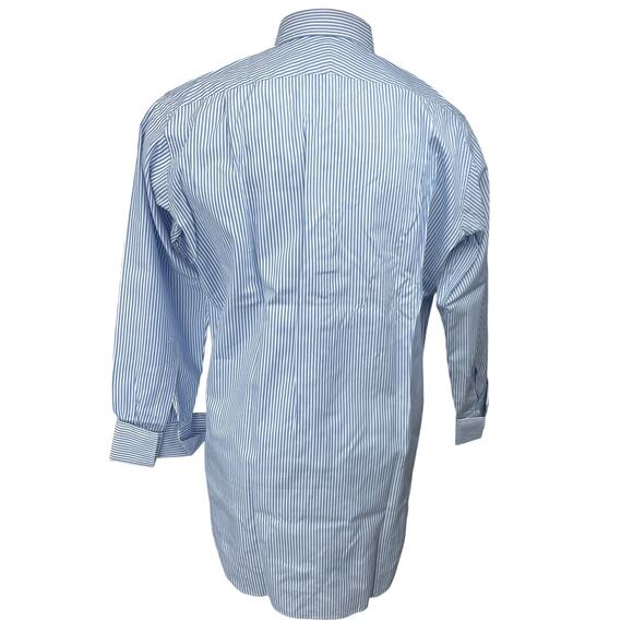 T.M. Lewin & Sons Men's Blue Striped Long Sleeve Button Down Dress Shirt Top S - Picture 2 of 3